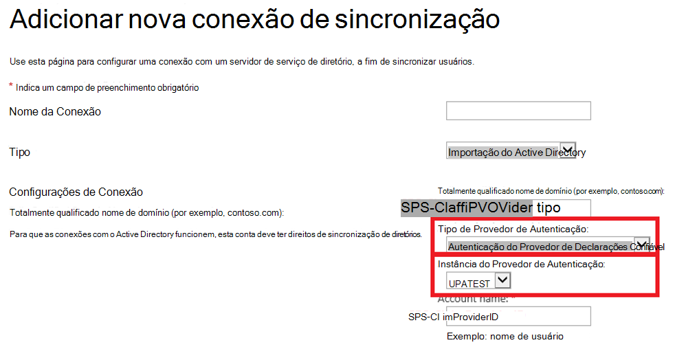 Adicione uma nova conexão de sincronização.