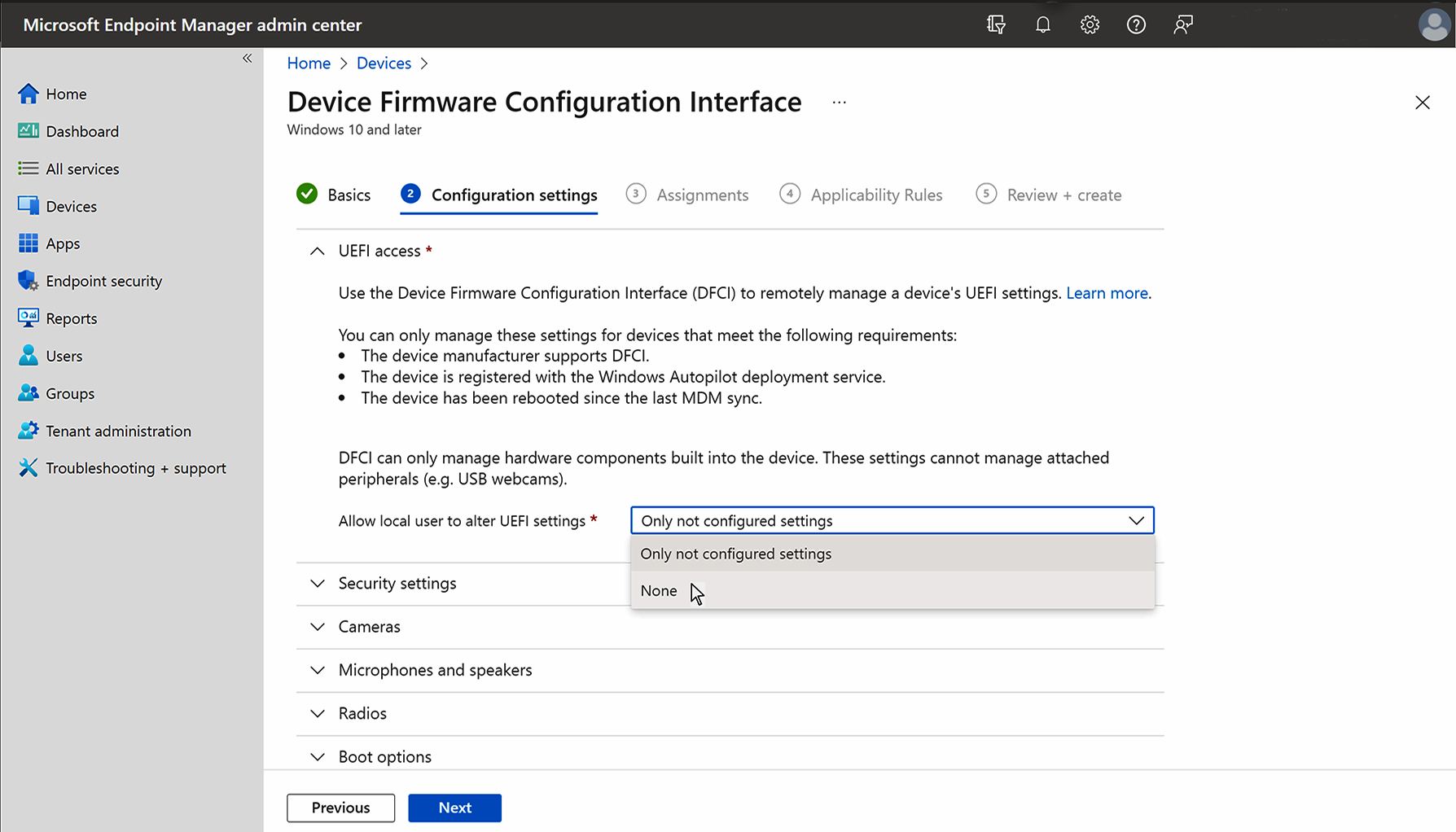 Bloquear o acesso do usuário para alterar as configurações de UEFI
