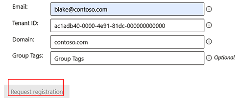 Captura de tela do envio da solicitação de registro.