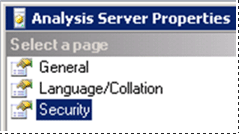 Configurações de segurança de um servidor SSAS