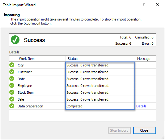 Sucesso na importação do DirectQuery