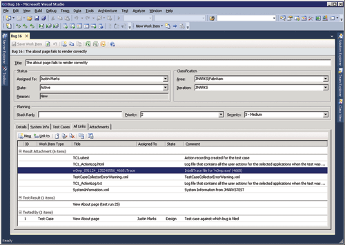 image: Collected IntelliTrace Files Are Accessible Through the “All Links” Tab