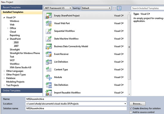Project Selection in Visual Studio 2010 image: Project Selection in Visual Studio 2010