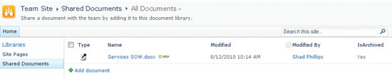 Link to Document in the SharePoint Documents Library image: Link to Document in the SharePoint Documents Library
