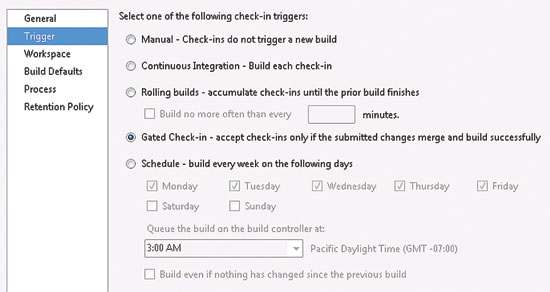 Select the Gated Check-in Option for Your New Build Definition