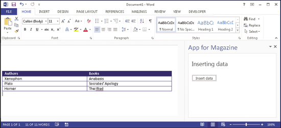 Results of Inserting Data as OOXML