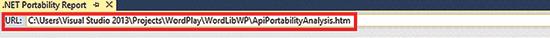 Resultados do Portability Analysis armazenados para acesso externo do Visual Studio