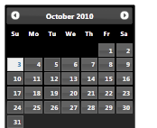 Captura de tela de um j Query UI 1 ponto 11 ponto 4 Calendário com o tema Escuridão da interface do usuário.