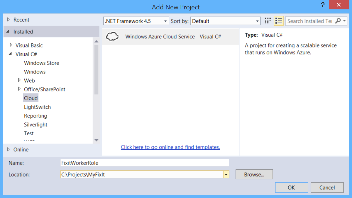 Captura de tela das etapas para adicionar um novo menu de projeto no .Net Framework