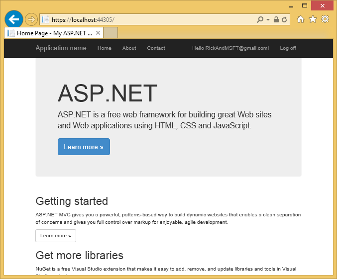 Captura de tela que mostra a página Inicial do My A SP dot NET Log In.