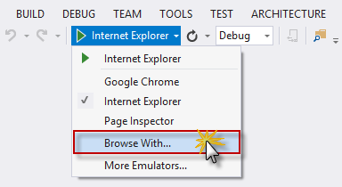 Procurar com... no menu do navegador Opção de menu Procurar com