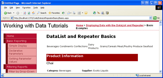 Uma tabela> HTML <Single-Row Listas cada categoria em uma coluna separada