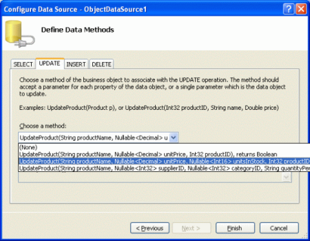 Usar a sobrecarga do método UpdateProduct que aceita quatro parâmetros de entrada