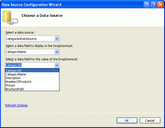 Associar DropDownList ao CategoriesDataSource