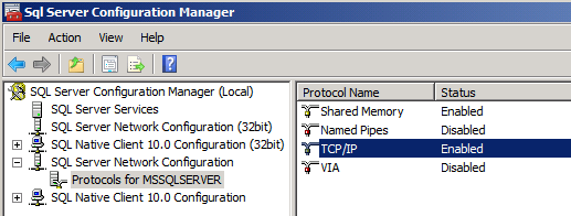 No painel de detalhes, clique com o botão direito do mouse na linha TCP/IP e clique em Habilitar