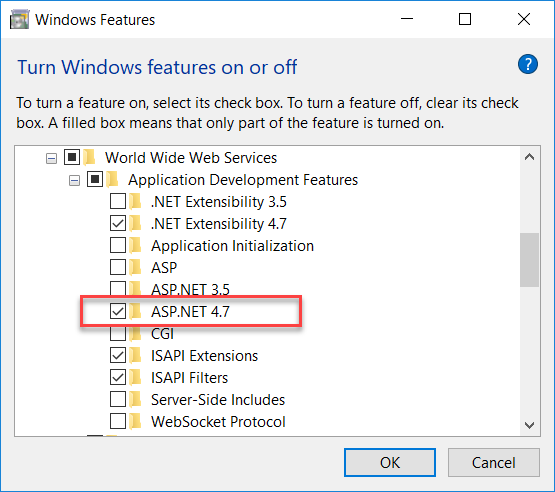 Selecione ASP.NET 4.7