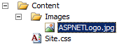Captura de tela que mostra um diretório de arquivos com uma pasta de imagens que contém um arquivo de logotipo.