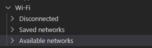 Configurações de Wi-Fi no Visual Studio Code