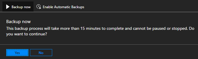 Captura de tela que mostra como iniciar um backup sob demanda.