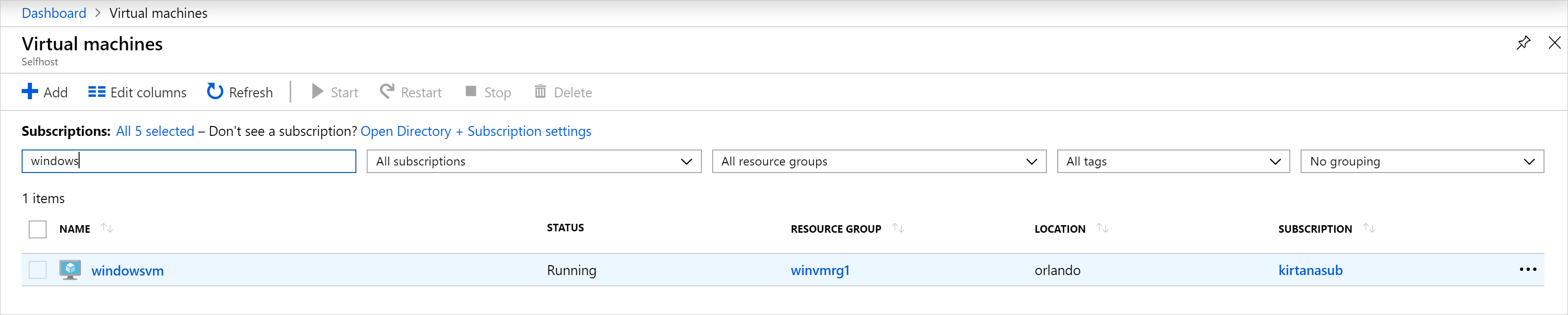 Criar uma VM - Procurar VM