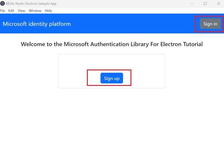 Captura de tela da entrada no aplicativo Electron para desktop.