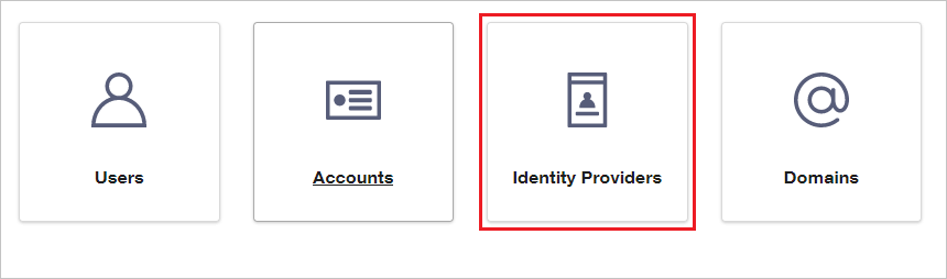 Captura de tela da opção Provedores de identidade.