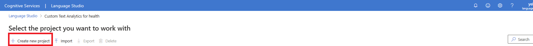 Uma captura de tela da página de criação do projeto.