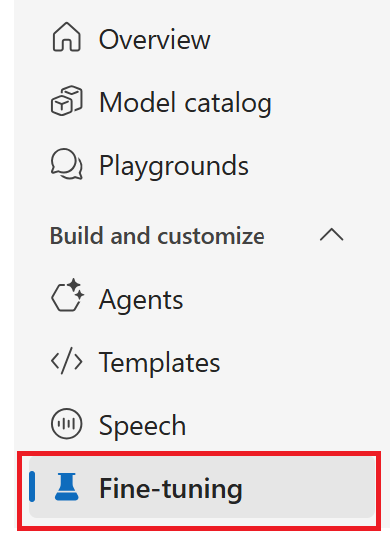 Captura de tela da seleção de menu para ajuste fino na Foundry.