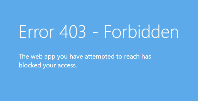 Screenshot shows the text of Error 403 - Forbidden.