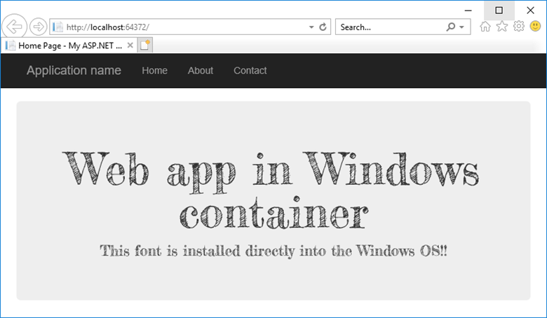Captura de tela que mostra o aplicativo exibido no navegador padrão.