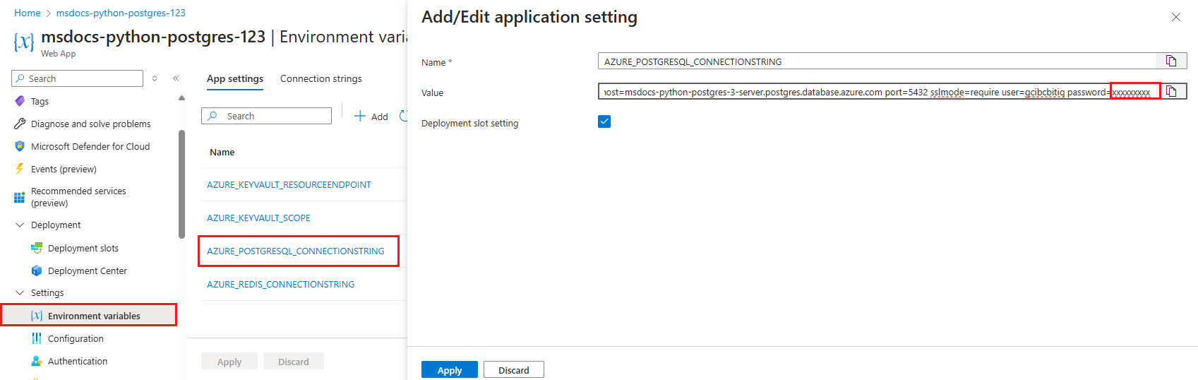 Captura de tela mostrando como ver o valor de uma configuração de aplicativo.