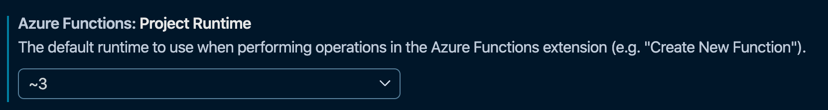 Configuração de runtime da extensão do Azure Functions