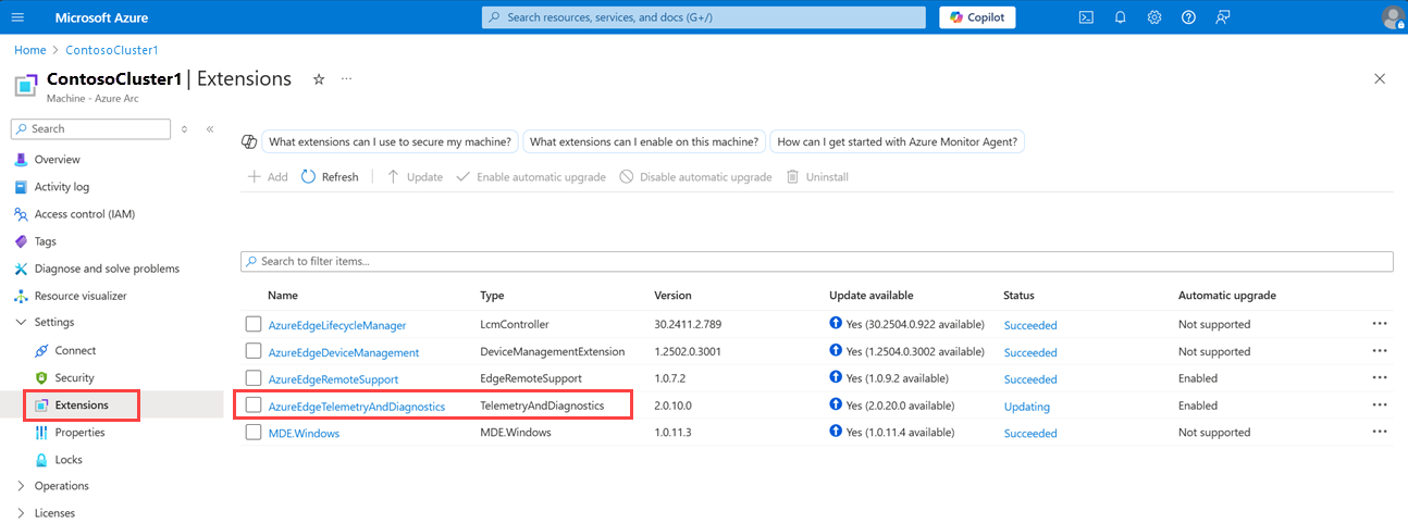 Captura de tela da tela de configurações da extensão.