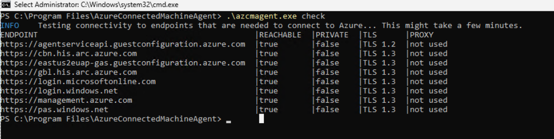 Captura de tela que mostra o agente Arc sem gateway 2 usando o método manual.
