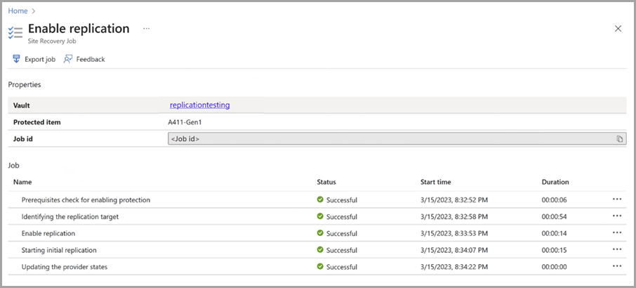 Captura de tela das Propriedades de um item replicado no portal do Azure para o recurso Azure Local.