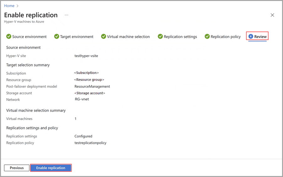 Captura de tela da guia Revisão no portal do Azure para o recurso Azure Local.