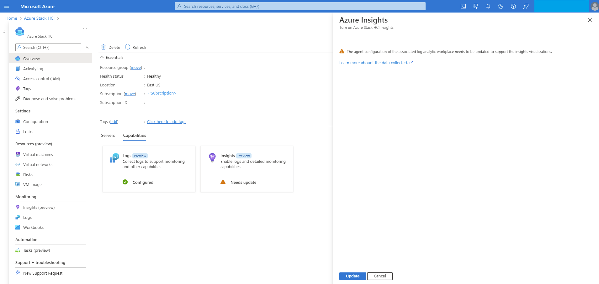 Portal mostra atualização necessária