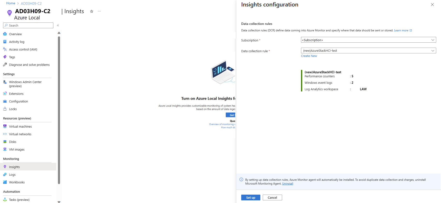 Captura de tela mostrando o seletor suspenso da regra de coleta de dados.