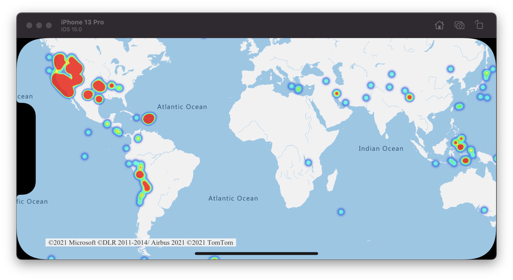 Mapear com camada do mapa de calor de terremotos recentes.