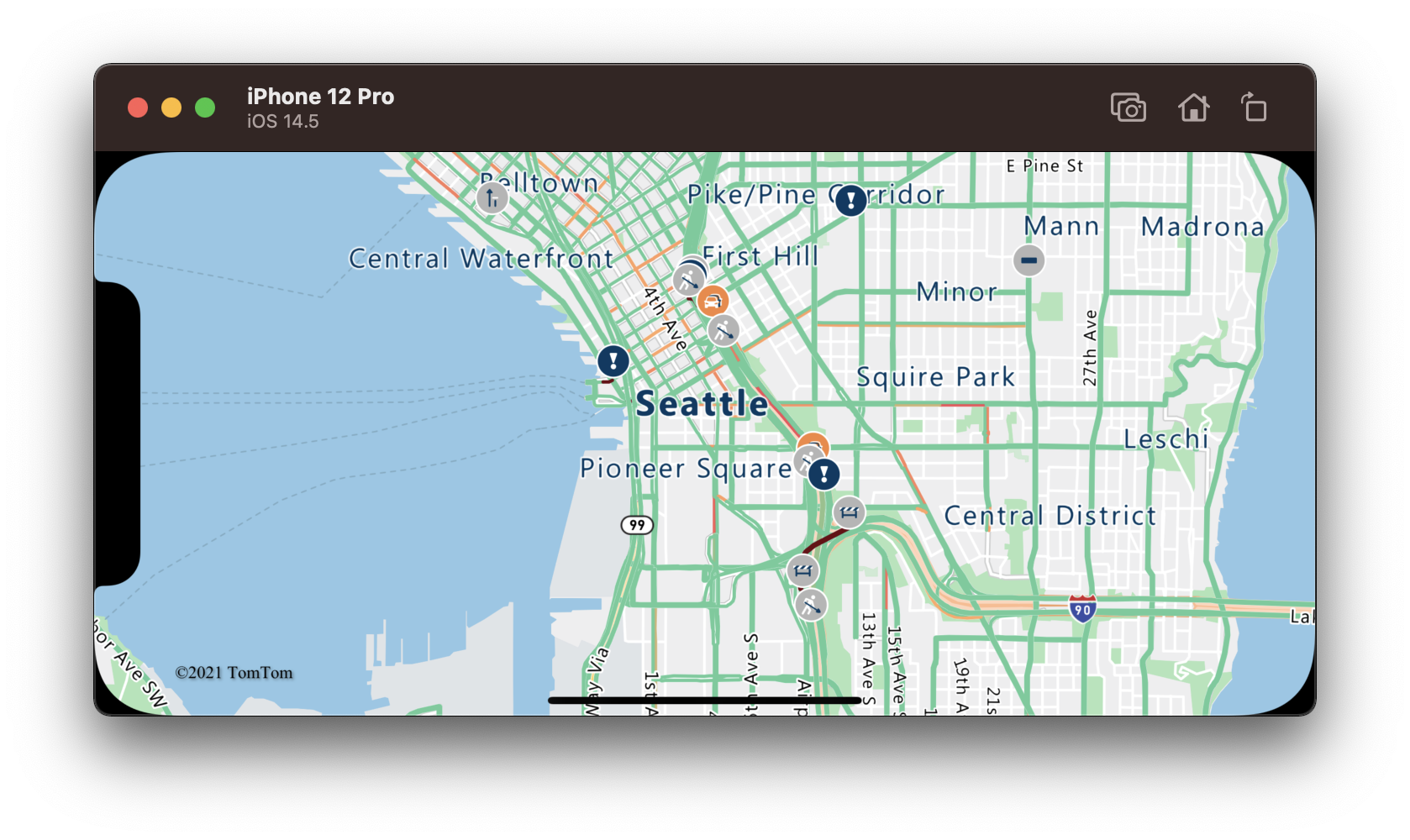 Mapa que mostra informações de tráfego em tempo real.