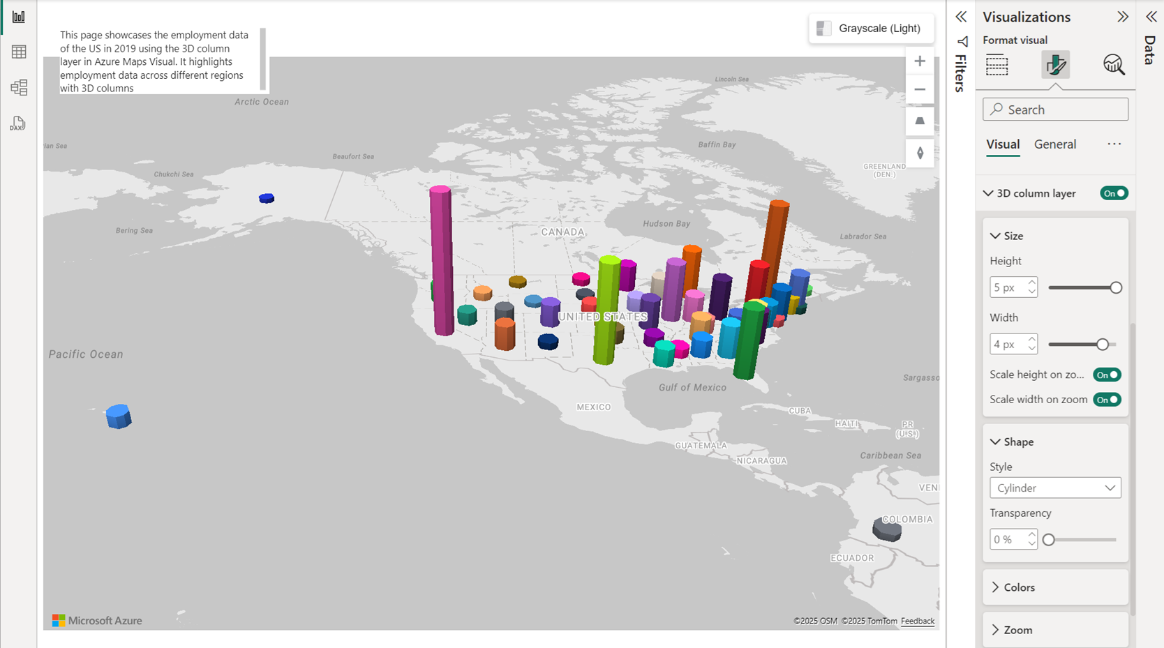 Adicionar uma camada de bolhas a um visual do Power BI do Azure Maps -  Microsoft Azure Maps