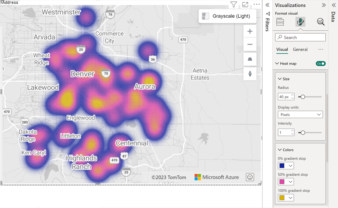 Adicionar uma camada de bolhas a um visual do Power BI do Azure Maps -  Microsoft Azure Maps