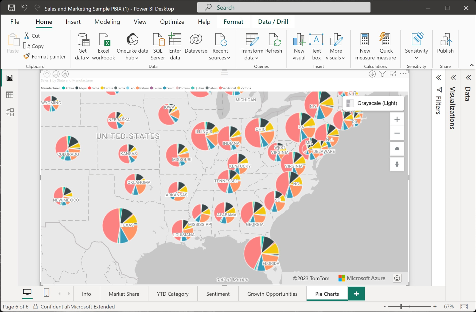 Adicionar uma camada de bolhas a um visual do Power BI do Azure Maps -  Microsoft Azure Maps