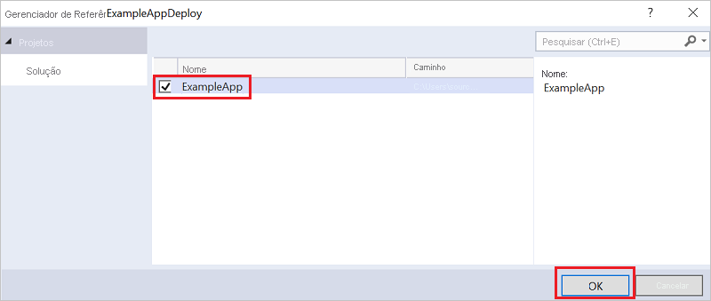 Captura de tela da janela Adicionar referência no Visual Studio com o projeto de aplicativos Web selecionado.