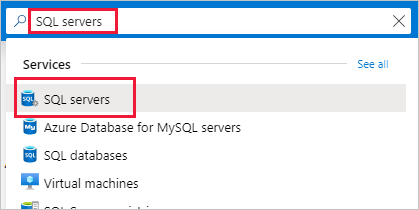 Pesquise e selecione servidores SQL.