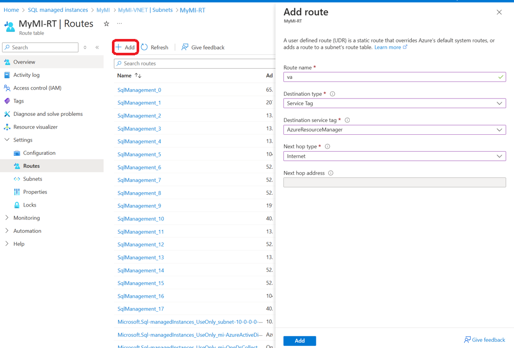 Captura de tela que mostra a rota necessária.