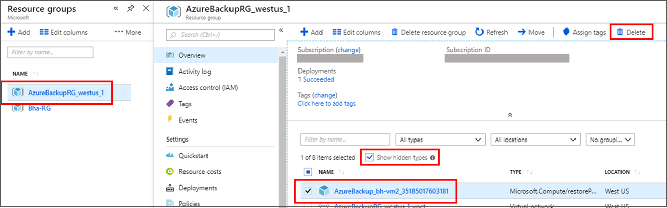 A captura de tela mostra como selecionar a coleção de pontos de restauração.