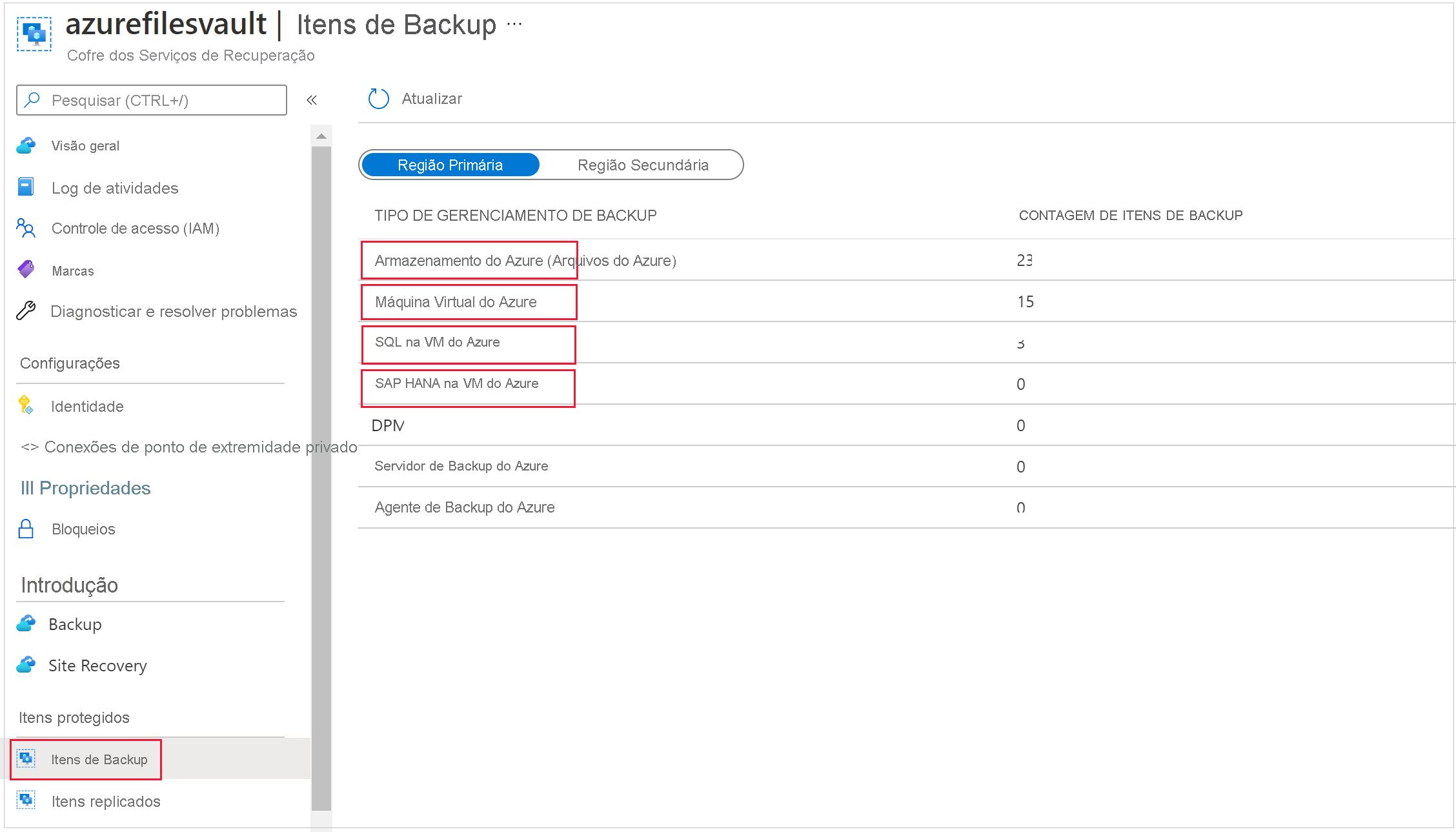 Screenshot showing to select the backup type.