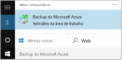 Screenshot shows how to launch the Azure Recovery Services agent.