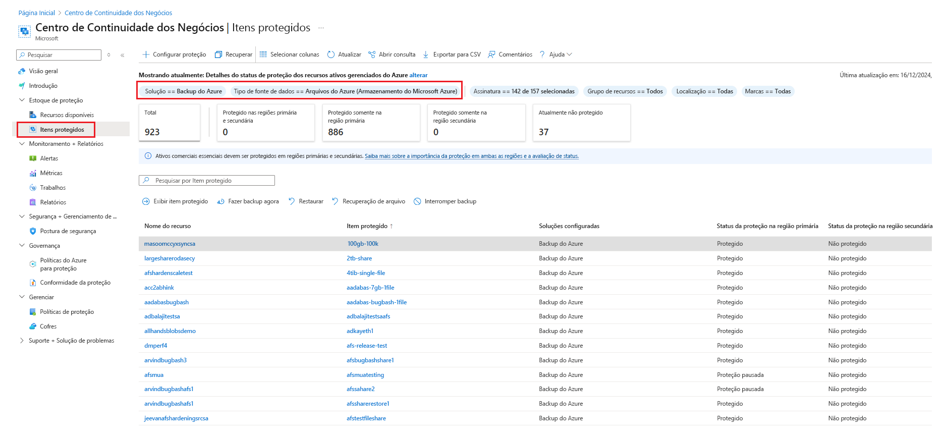 Captura de tela mostrando a seleção de Arquivos do Azure como o tipo de dados.